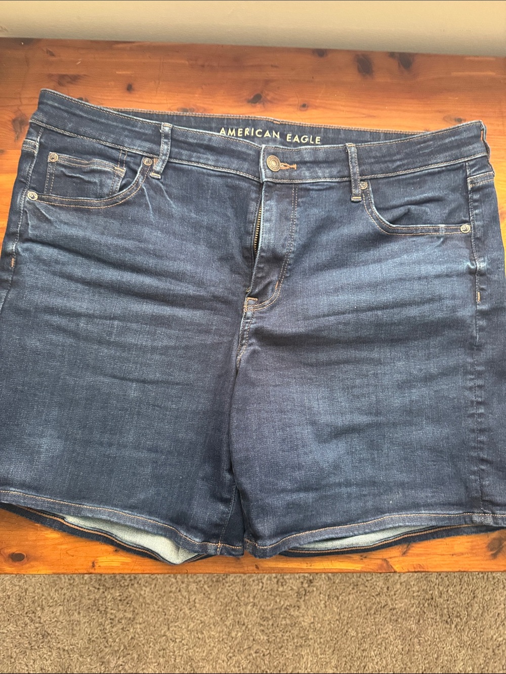 American Eagle Outfitters Dark Blue Denim Bermuda Jean Shorts